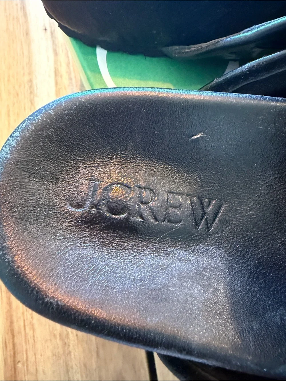 J.Crew Croc Embossed Leather Buckle Clogs Black Slide Sandals Size 10